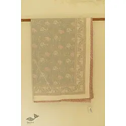 Slumberland | Dohar Double Side Hand Block Pink Rose Printed - Mul Cotton - Double Bed