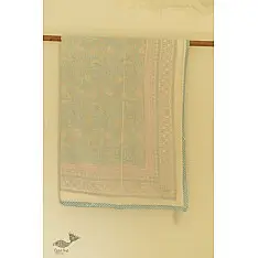 Slumberland | Sky Blue Dohar Double Side Hand Block Printed - Mul Cotton - Double Bed