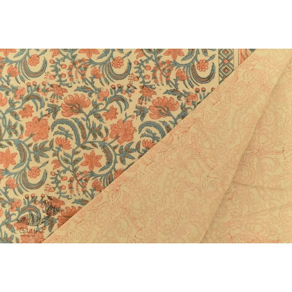 shop Sanganeri Hand Block Printed Flannel with Cotton Filling - Double Bed