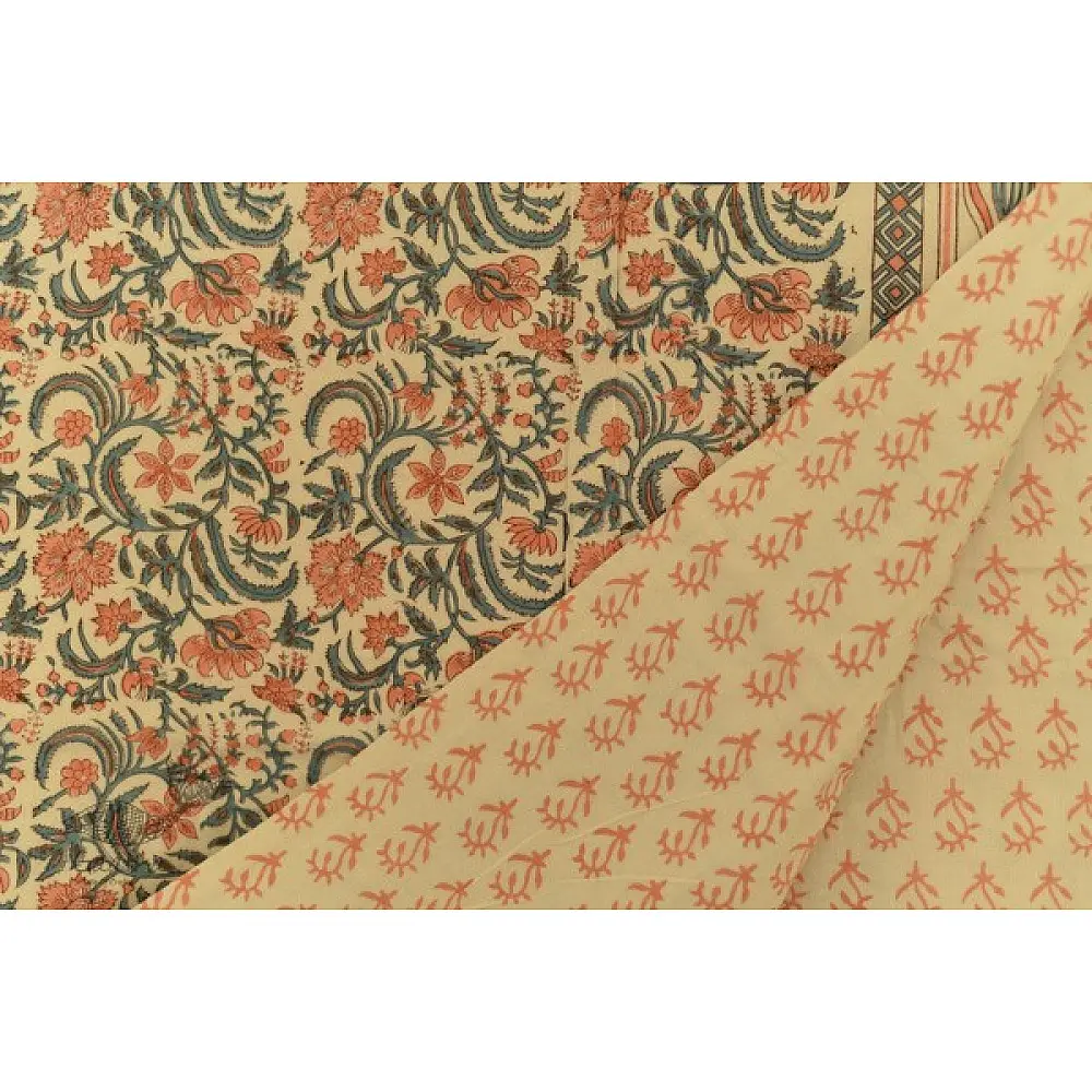 shop Sanganeri Hand Block Printed Flannel with Cotton Filling - Double Bed
