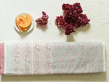 Slumberland | Dohar Double Side Hand Block Red Rose Printed - Mul Cotton - Double Bed