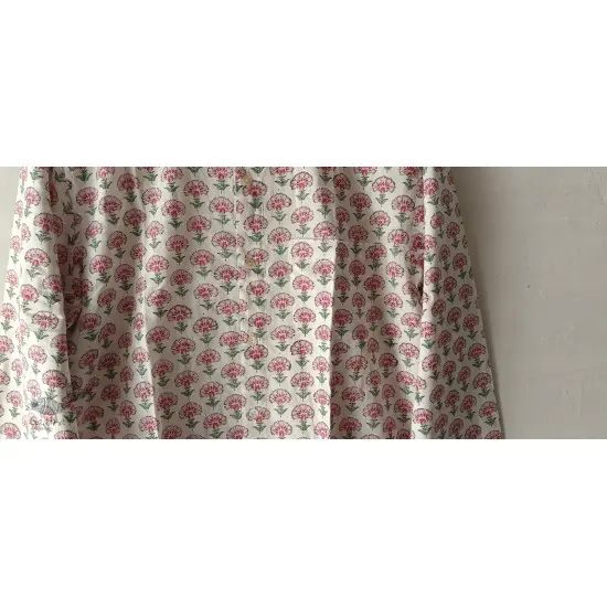 shop Sanganeri Block Printed - Cotton Full Sleeve Shirt - Pink Flowers