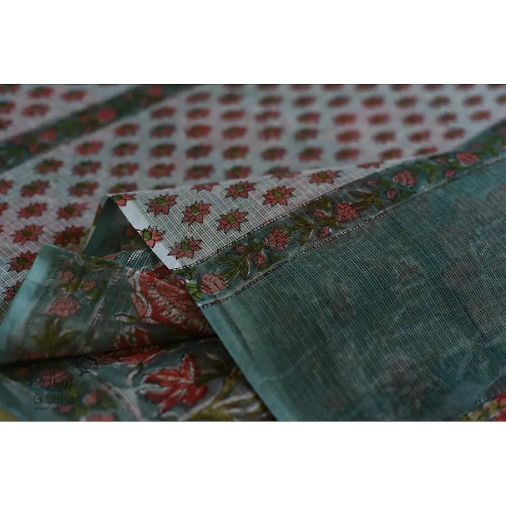shop sanganeri block printed kota cotton saree