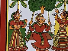 Phad Painting - New couple enjoying in garden