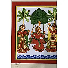 Phad Painting - New couple enjoying in garden