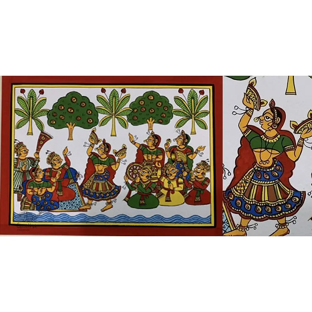 shop Phad Painting King & Queen Enjoying inGgarden with Dance & Music