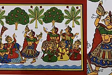 Phad Painting - King & Queen Enjoying inGgarden with Dance & Music