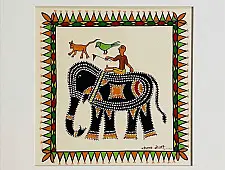 Tribal Art Painting - Elephant Ride 