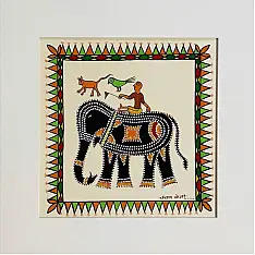 Tribal Art Painting - Elephant Ride 