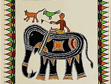 Tribal Art Painting - Elephant Ride 