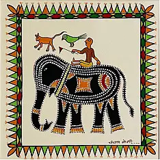 Tribal Art Painting - Elephant Ride 