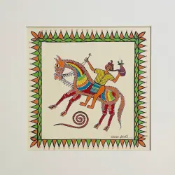 Tribal Art Painting - Horse Riders - Two Options of Mount White/Black 