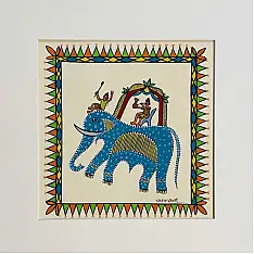 Tribal Art Painting - Majestic Ride ( Two Options of Mount White/Black)