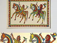 Tribal Art Painting - Horse Riders ( Two Options of Mount White/Black)