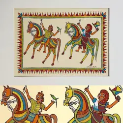 Tribal Art Painting - Horse Riders ( Two Options of Mount White/Black)