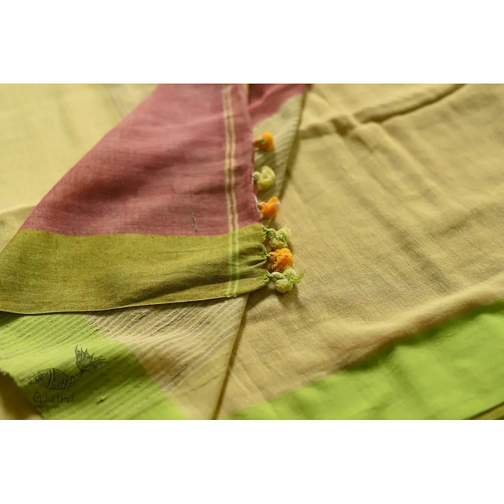 shop Handwoven cotton saree Carrot Red