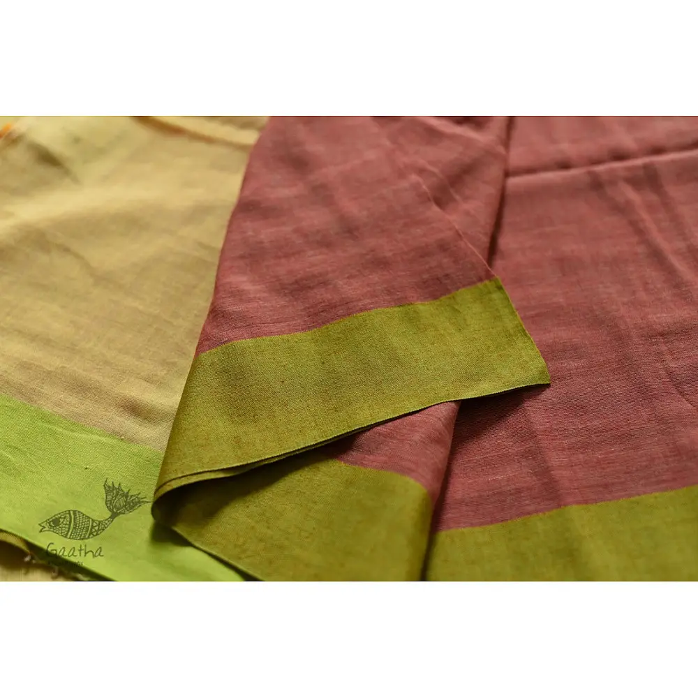 shop Handwoven cotton saree Carrot Red