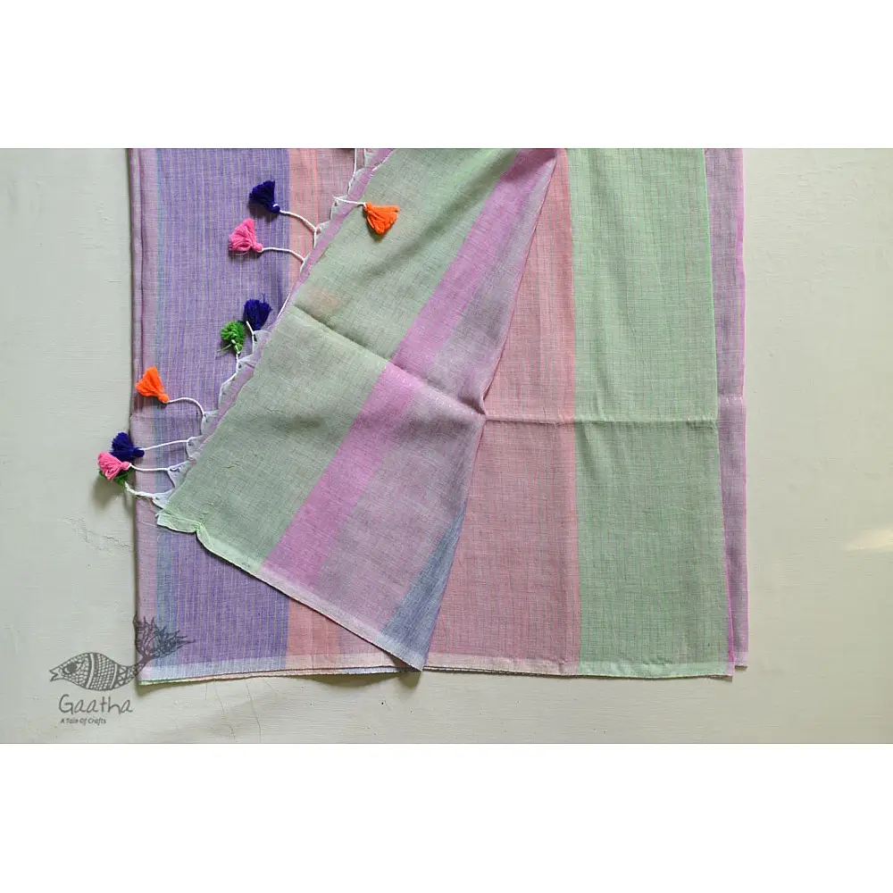 shop cotton handloom  saree With Zari Stripes