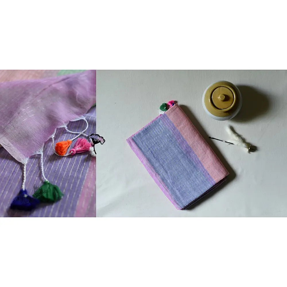shop cotton handloom saree With Colorful Stripes 