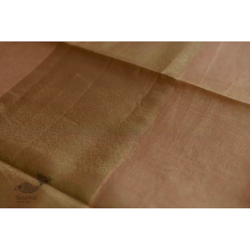 Kota Checked Zari Cotton Saree in Peach Colour
