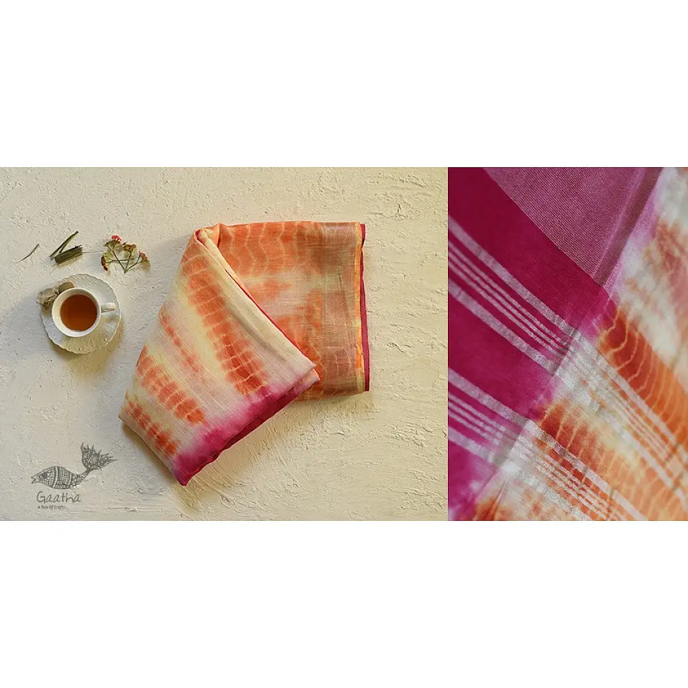 Orange & Pink Linen Saree