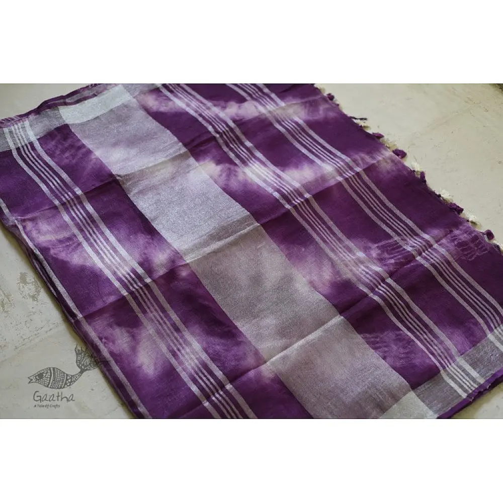 Purple Linen Gotta Patti Work Saree 