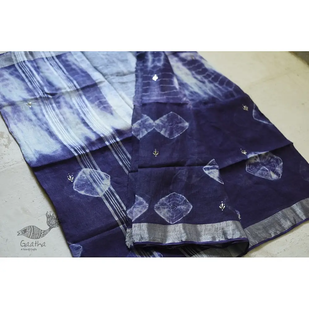 Purple Mukaish Work Saree