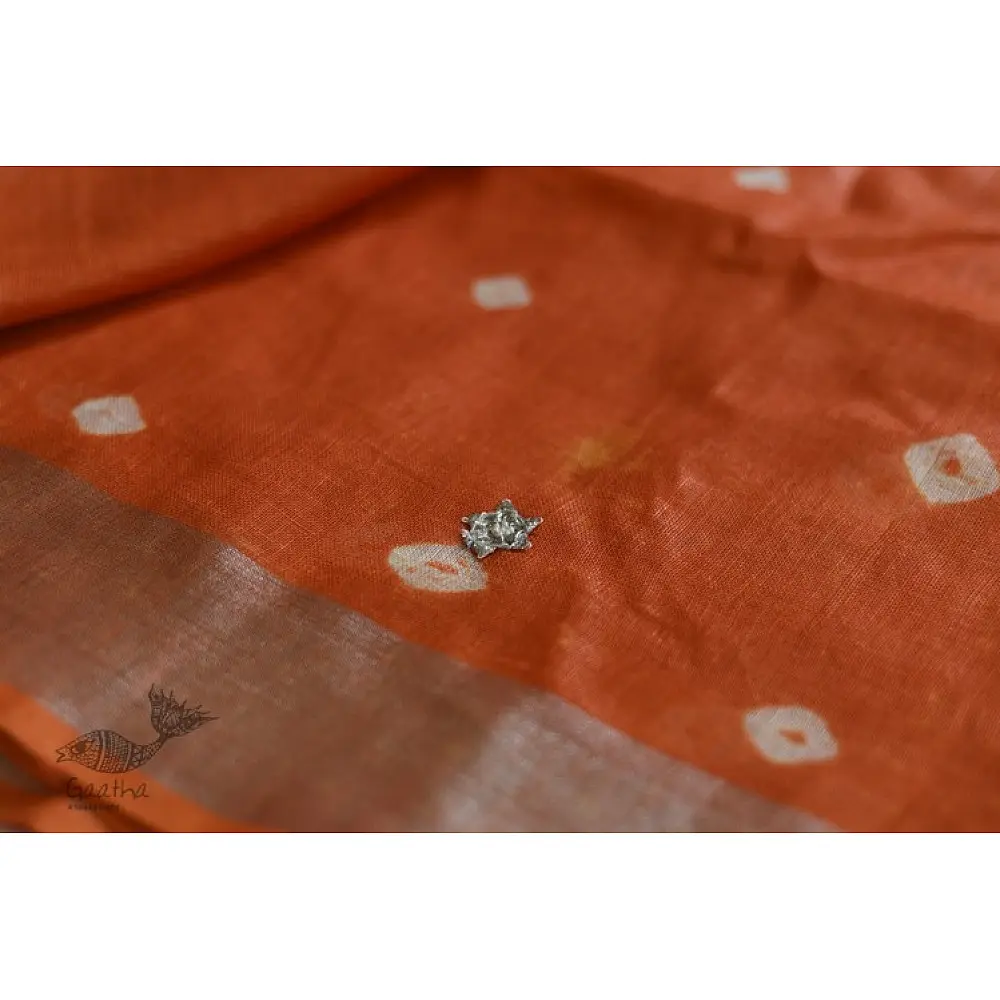 Orange & Pink Linen Saree with Gotta Patti Work