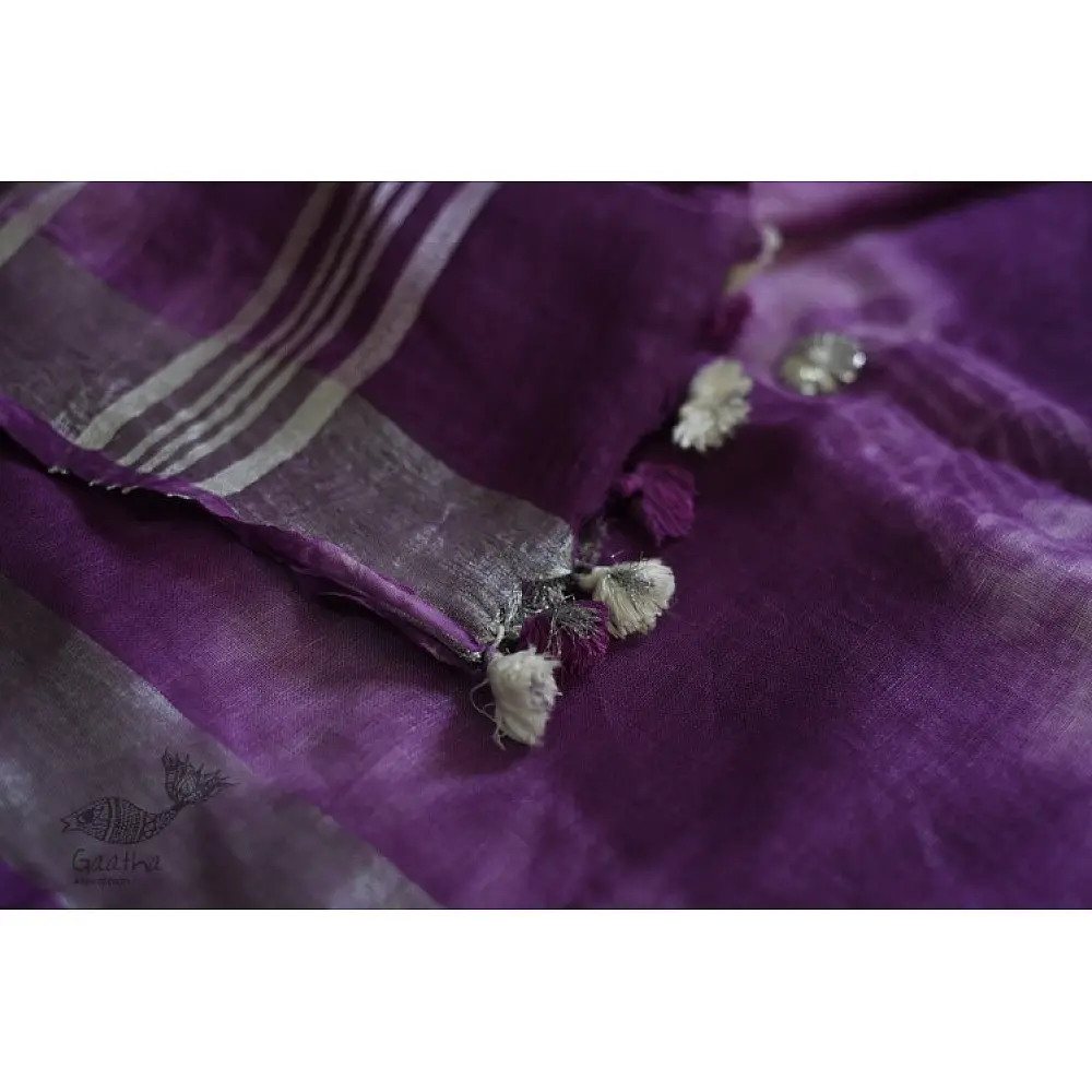 Purple Linen Gotta Patti Work Saree 