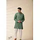 shop Handwoven Cotton - Green Jacket Style Men Long Kurta 