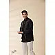 shop Handloom Cotton -  Black Men Nehru Jacket