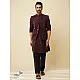 shop Handwoven Cotton - Purple Cotton Long Kurta With Jacket (Set of 2) 