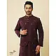 shop Handwoven Cotton - Purple Cotton Long Kurta With Jacket (Set of 2) 
