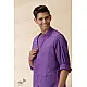 shop Handwoven Cotton - Purple Men Kantha Work Long Kurta With Jacket (Set of Two)