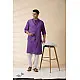shop Handwoven Cotton - Purple Men Kantha Work Long Kurta With Jacket (Set of Two)