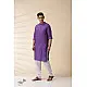 shop Purple Men Kantha Work Long Handwoven Cotton Kurta