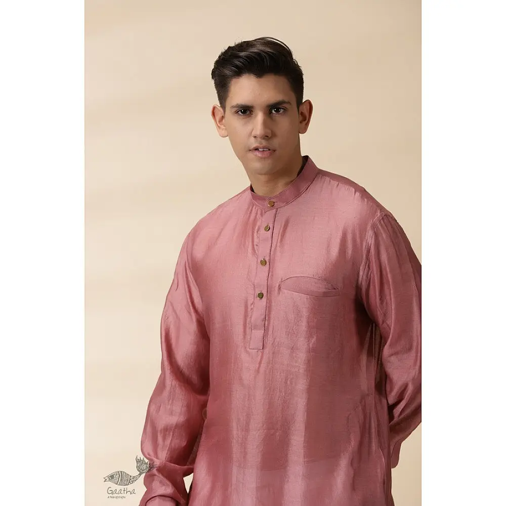 shop Blush Pink Chanderi Kurta  