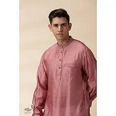Ekansh . एकांश | Blush Pink Chanderi Silk Long Kurta  