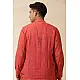 shop Handwoven Cotton - Orange Men's Yoke Kurta With Jacket (Set of Two)