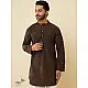 shop Handwoven Cotton - Dark Brown Cotton Kurta