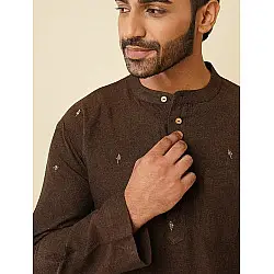 Ekansh . एकांश | Handwoven Cotton - Dark Brown Cotton Kurta Ekansh . एकांश | Handwoven Cotton - Dark Brown Cotton Kurta