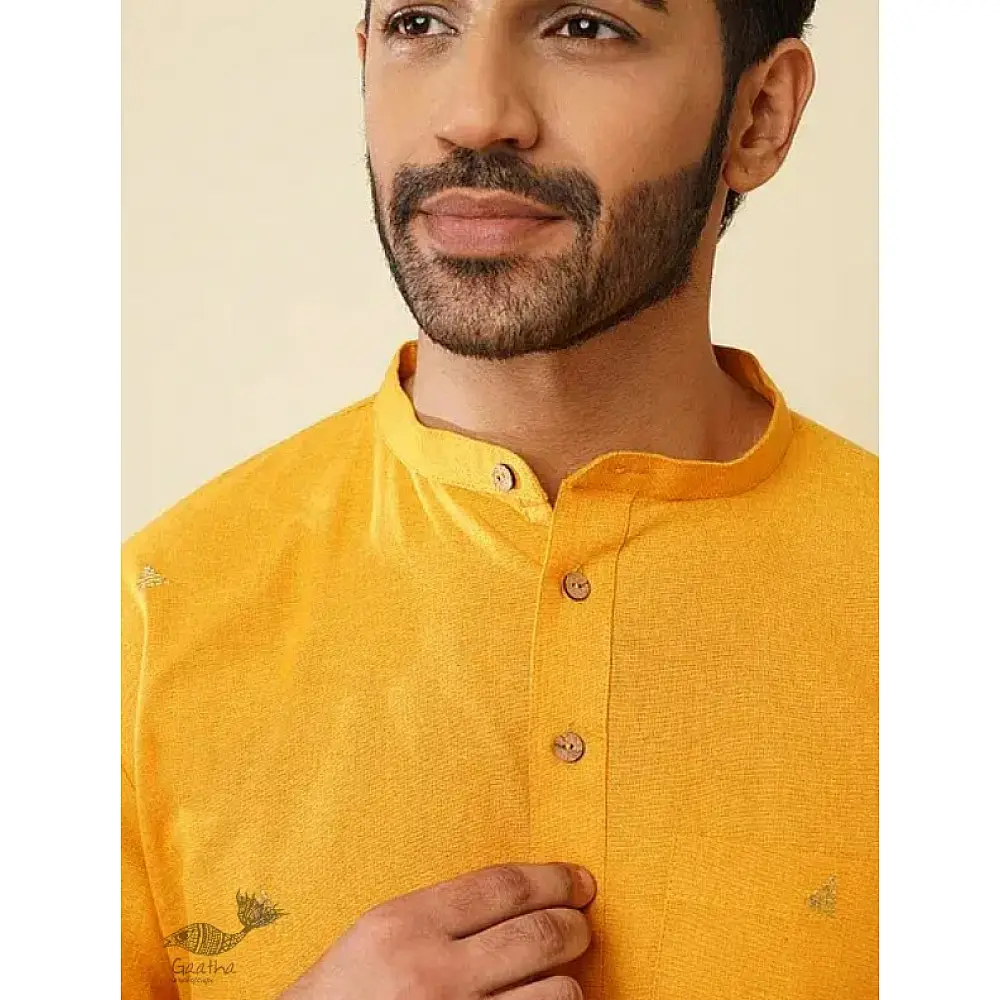 shop Handwoven Cotton - Yellow Kurta