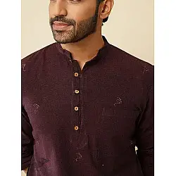 Ekansh . एकांश | Handwoven Cotton - Wine Kurta Ekansh . एकांश | Handwoven Cotton - Wine Kurta