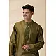 shop Handwoven - Green Men Chanderi Chikankari Kurta 