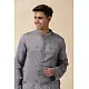 shop Handwoven - Grey Man Chanderi Chikan Kurta 