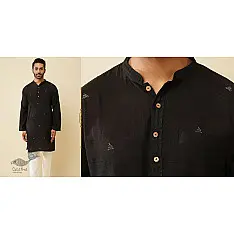 Ekansh . एकांश | Handwoven Cotton - Black Men Kurta