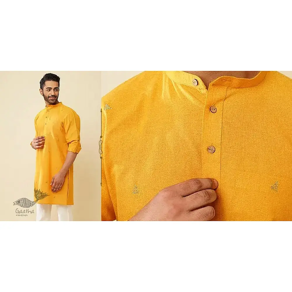 shop Handwoven Cotton - Yellow Kurta