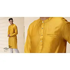 Ekansh . एकांश | Handwoven Yellow Chanderi Men Kurta 