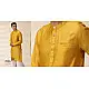 shop Handwoven - Yellow Chanderi Men Kurta 