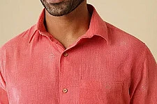 Ekansh . एकांश | Handloom Cotton - Pink Handwoven Zari Motif Shirt